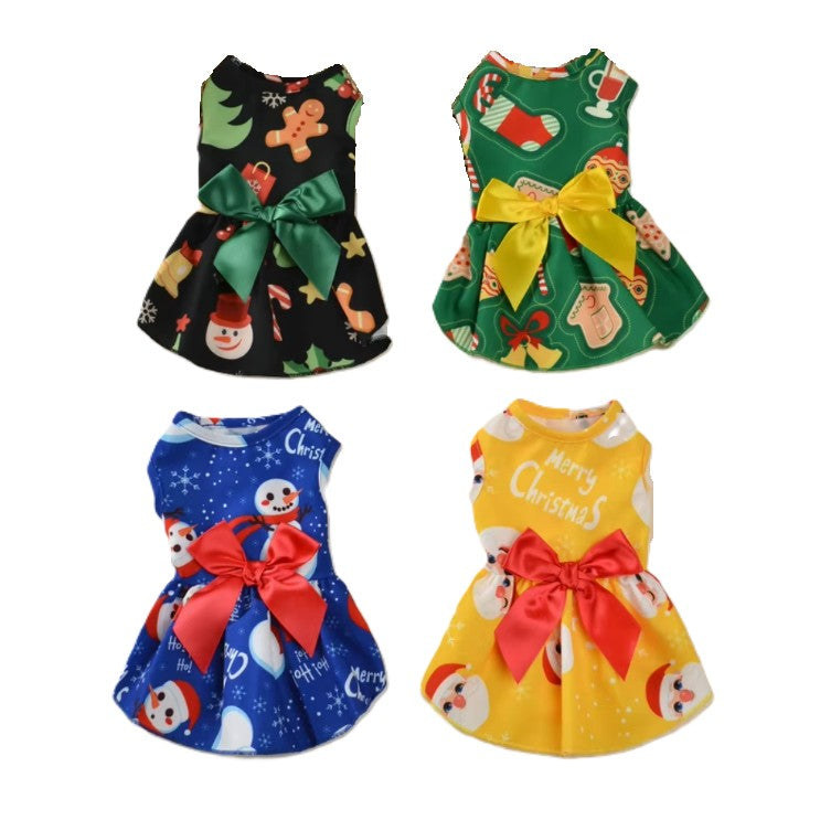 Dress Xmas Festive Print with Bow