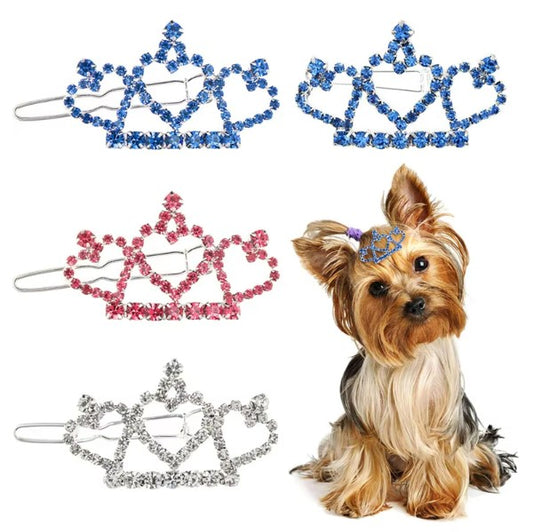Three Heart Crown Rhinestones Hair Clip