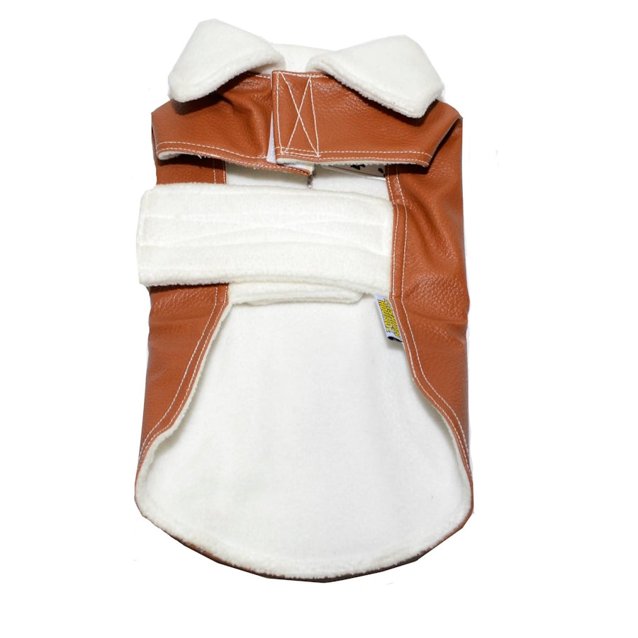 Coat Tan PU Leather White Star