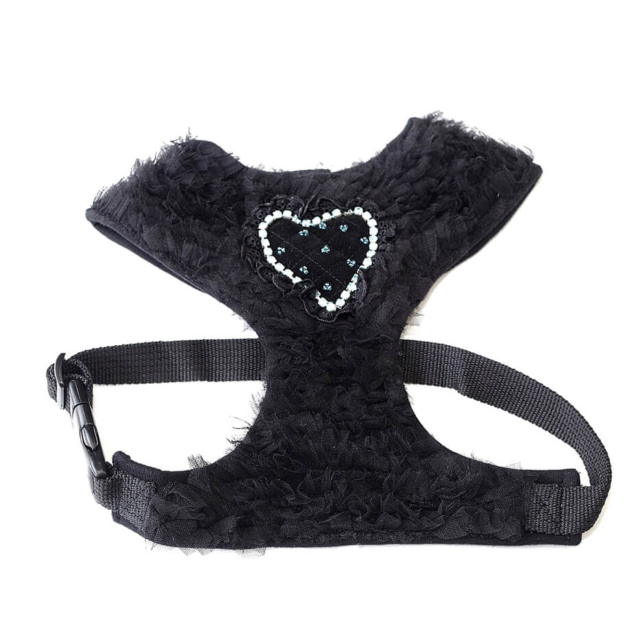 Harness Black Velvet Rhinestones Heart