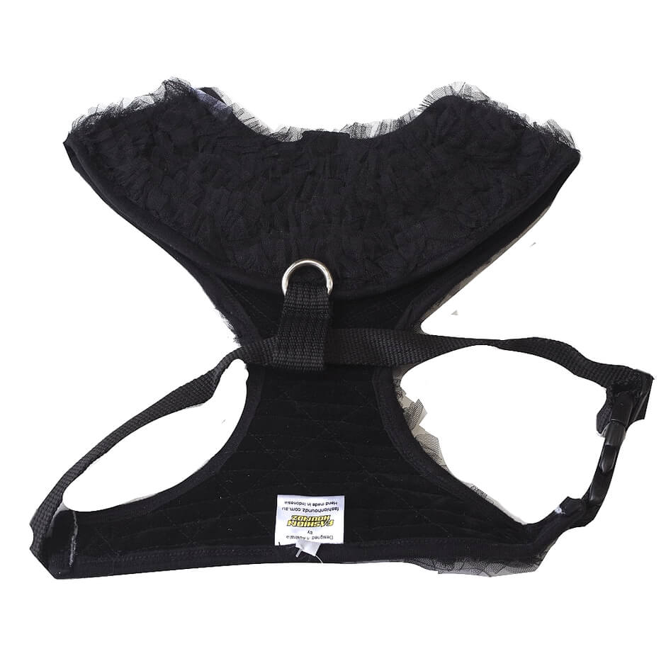 Harness Black Velvet Rhinestones Heart