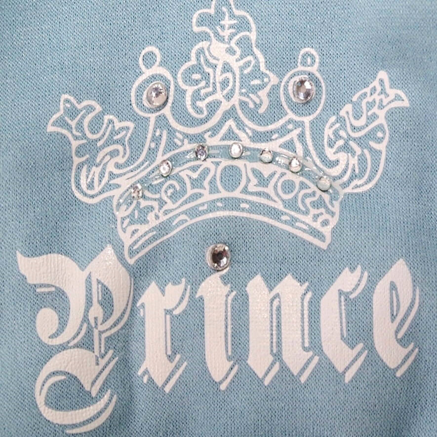 Hoodie Fleece Blue Rhinestone Prince
