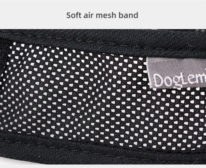 Black air mesh band with white pattern and 'Doglem' branding.