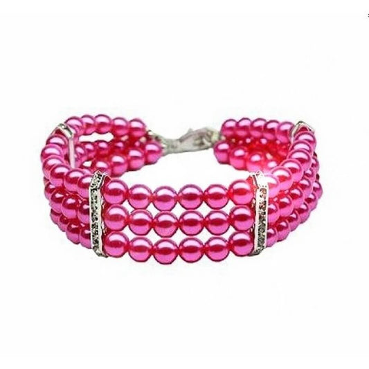 Necklace Collar Pearl Hot Pink