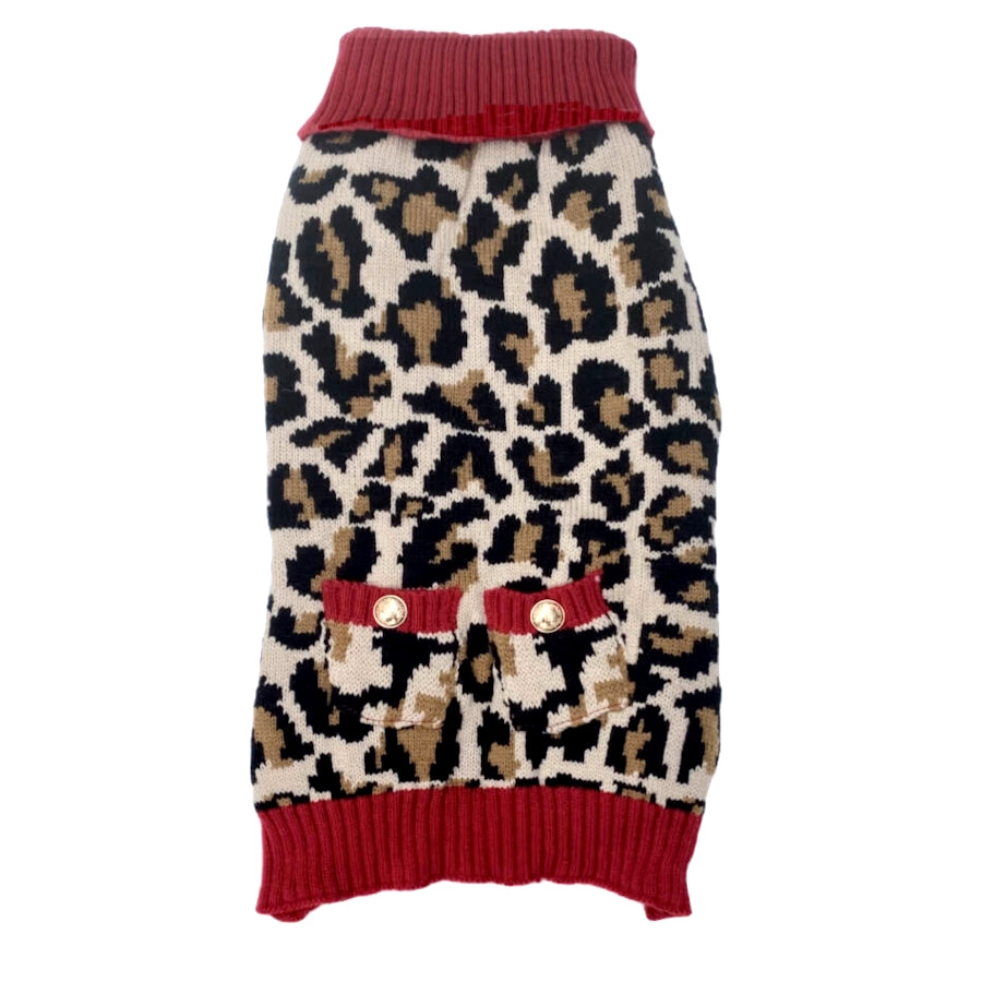 Sweater Dress Red Leopard