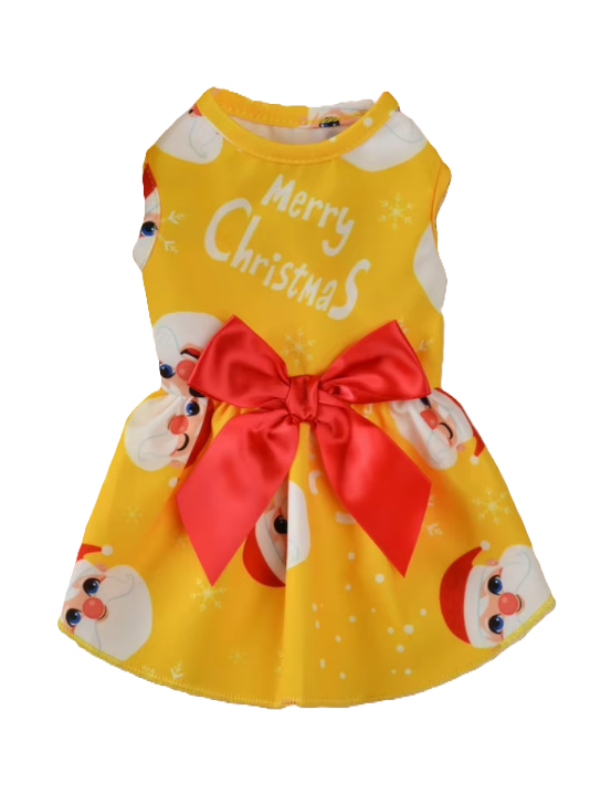 Dress Xmas Festive Print with Bow
