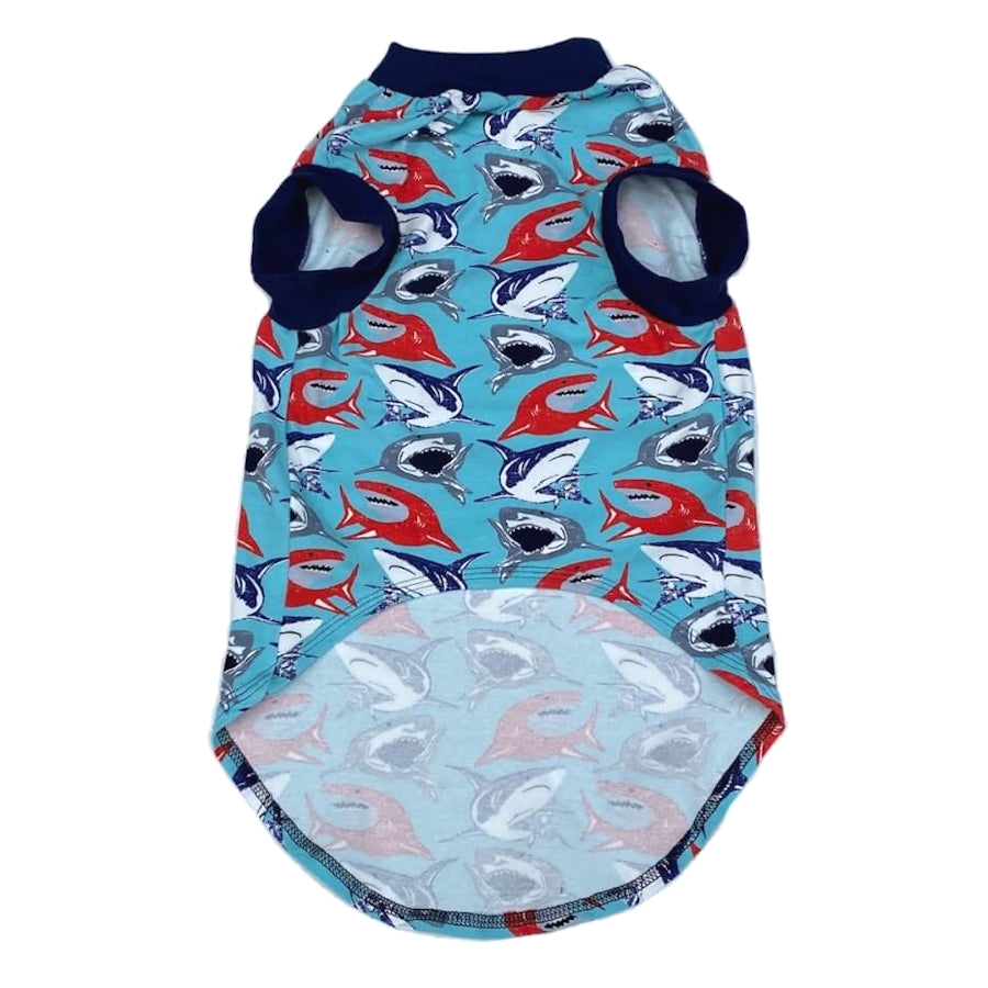 Shirt Blue Swimming Sharks