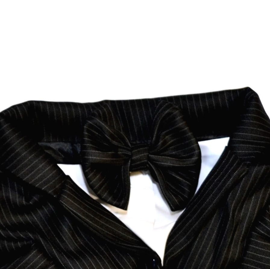 Tuxedo Coat Shirt and Bowtie Black Pinstripe