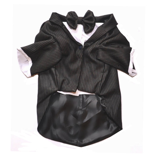 Tuxedo Coat Shirt and Bowtie Black Pinstripe