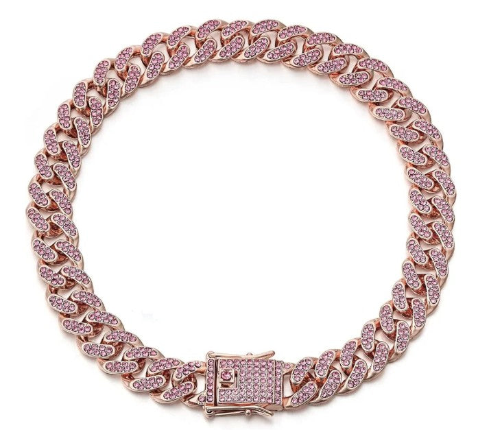 Dog Necklace Unisex Sparkling Rhinestone Chain
