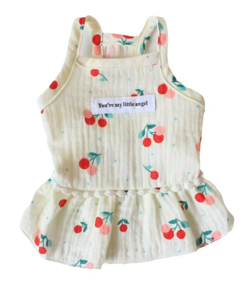 Dress White Cherry Print