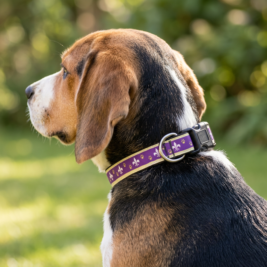 Collar Nylon Purple Fleur De Lis