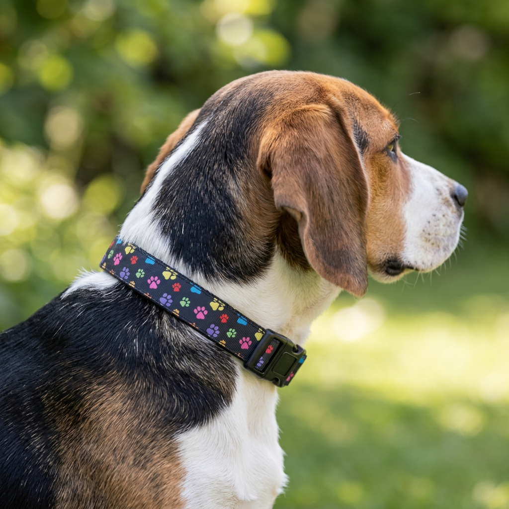 Collar or Lead Nylon Colourful Paws