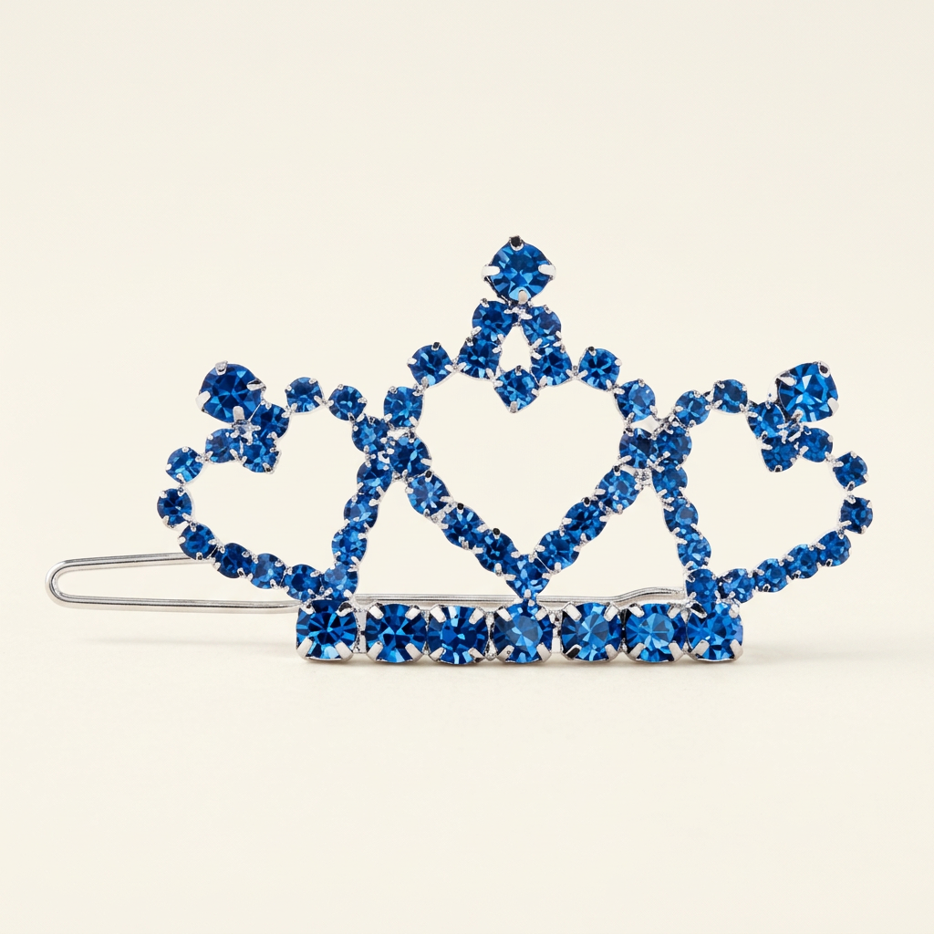 Hair Clip Three Heart Crown Rhinestones