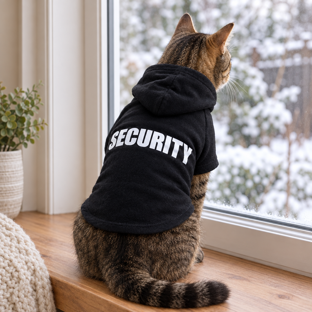 Cat Hoodie Fleece Black Security