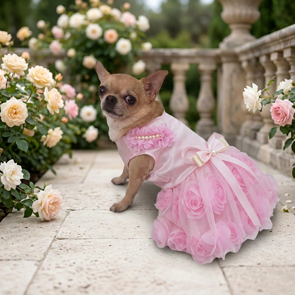 Dog Dress Formal Pink Party Rose