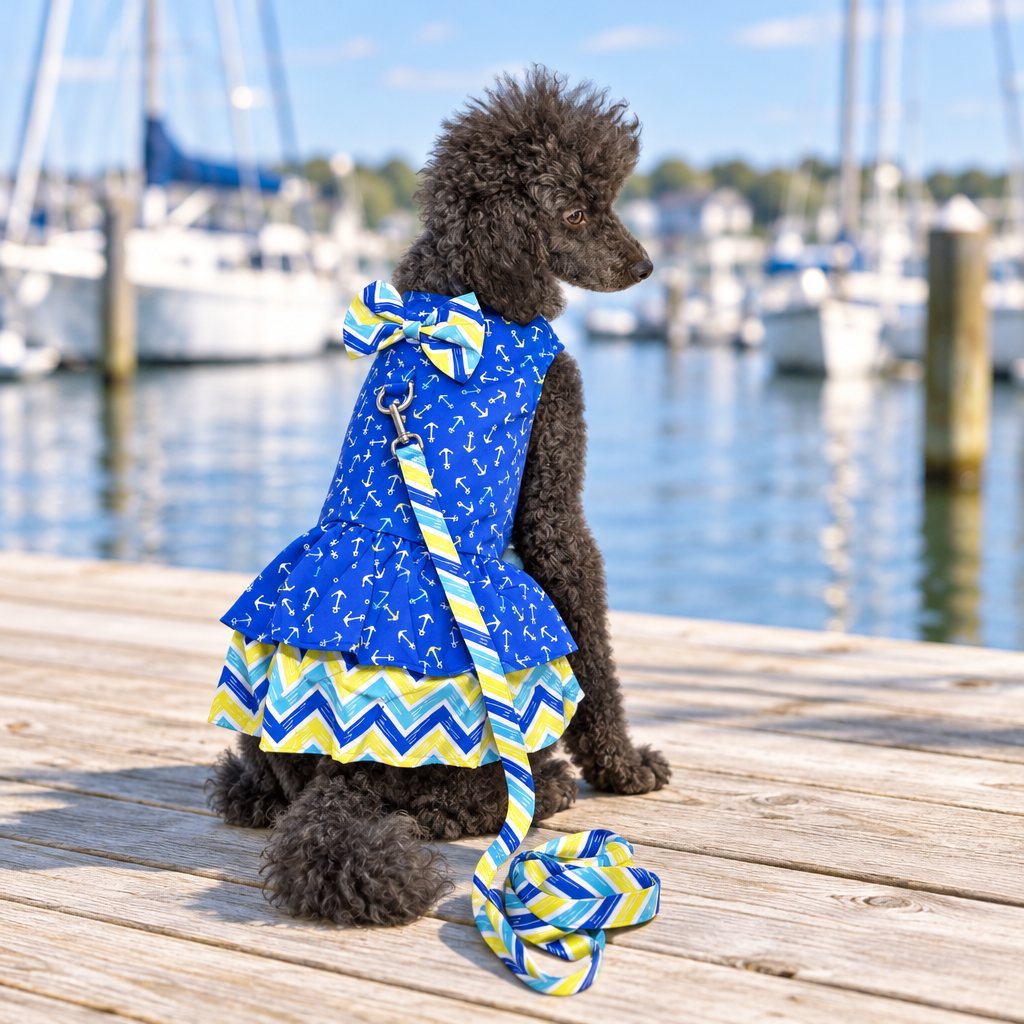 Dress Blue Anchors Away with Matching Lead
