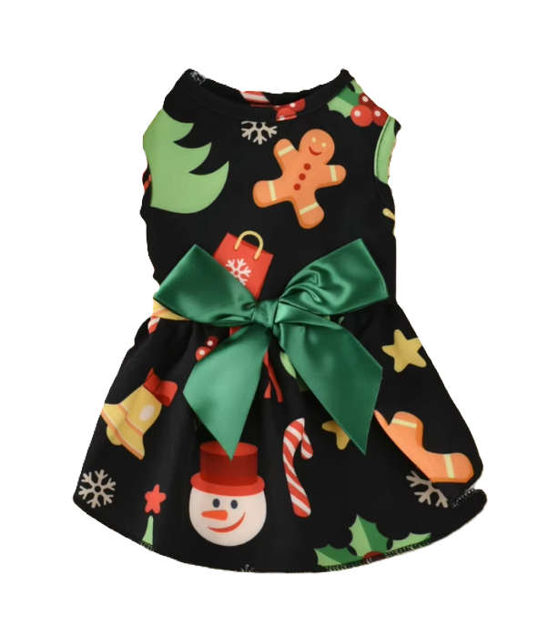 Dress Xmas Festive Print with Bow