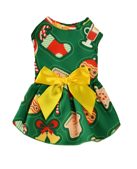 Dress Xmas Festive Print with Bow