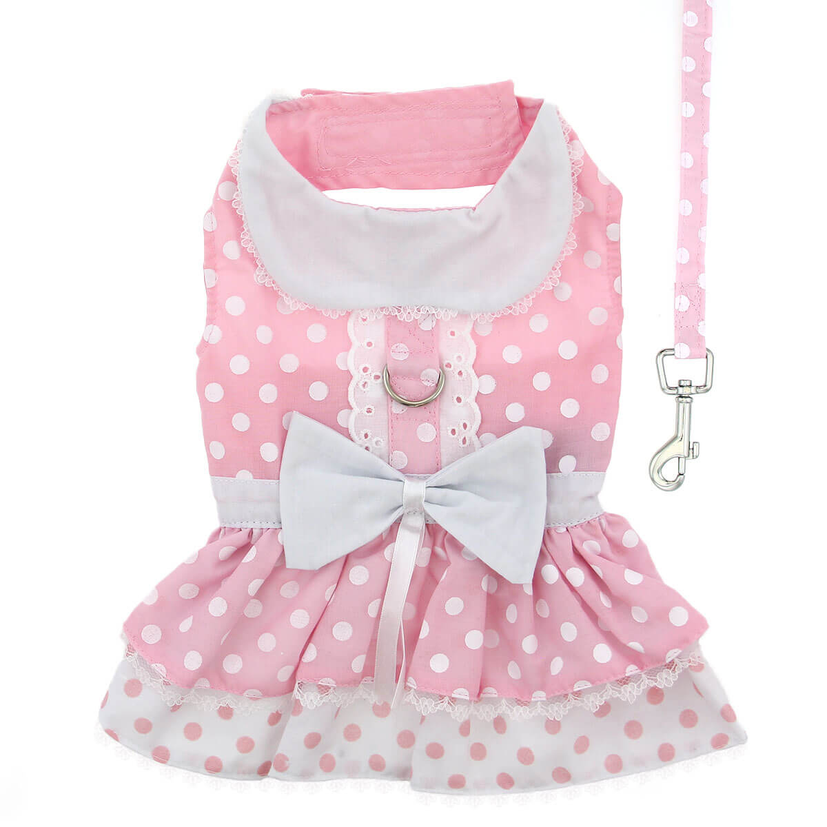 Dress Polka Dots Pink with Matching Lead
