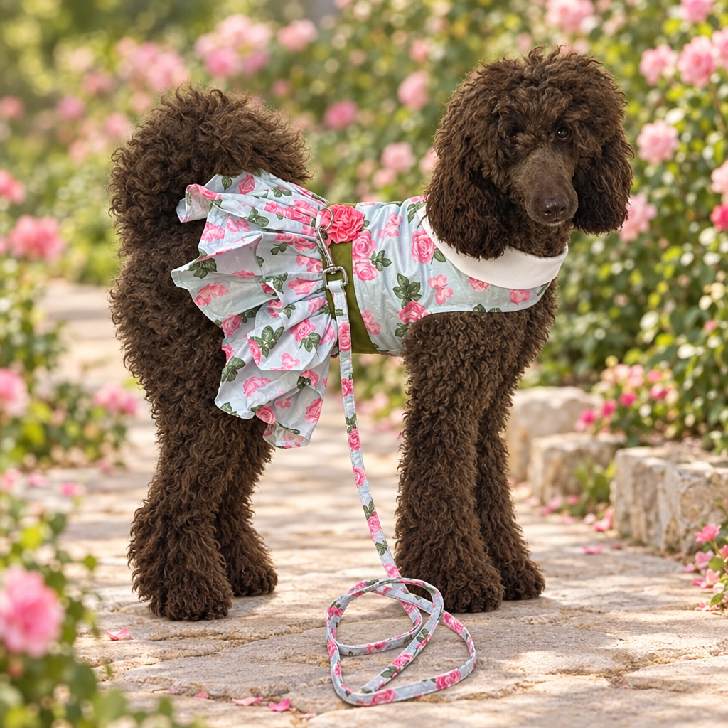 Dress Pink Roses with Matching Lead