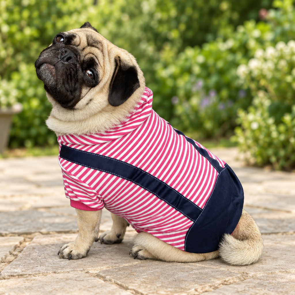 Hoodie Fleece Pink Dungarees