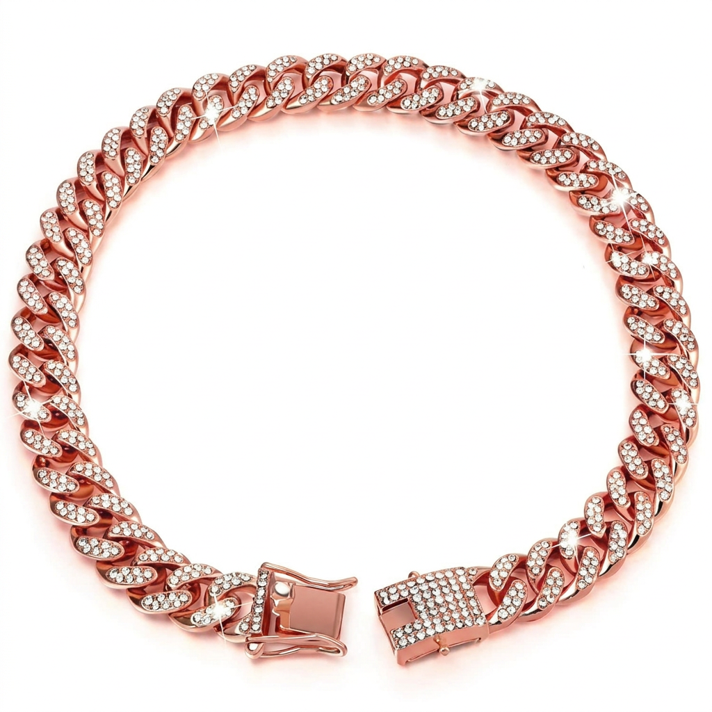 Dog Necklace Unisex Sparkling Rhinestone Chain