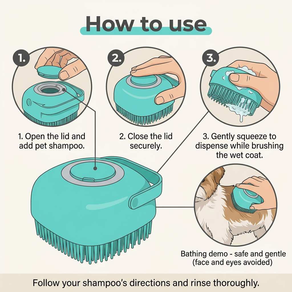 Dog Bath Brush with Shampoo Dispenser