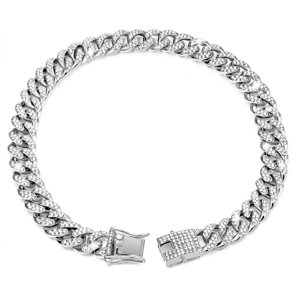 Dog Necklace Unisex Sparkling Rhinestone Chain