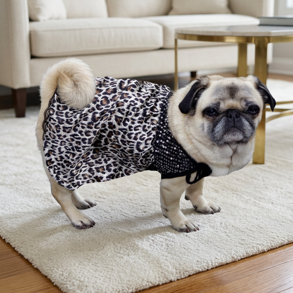 Dress Slinky Leopard with Pearl Necklace