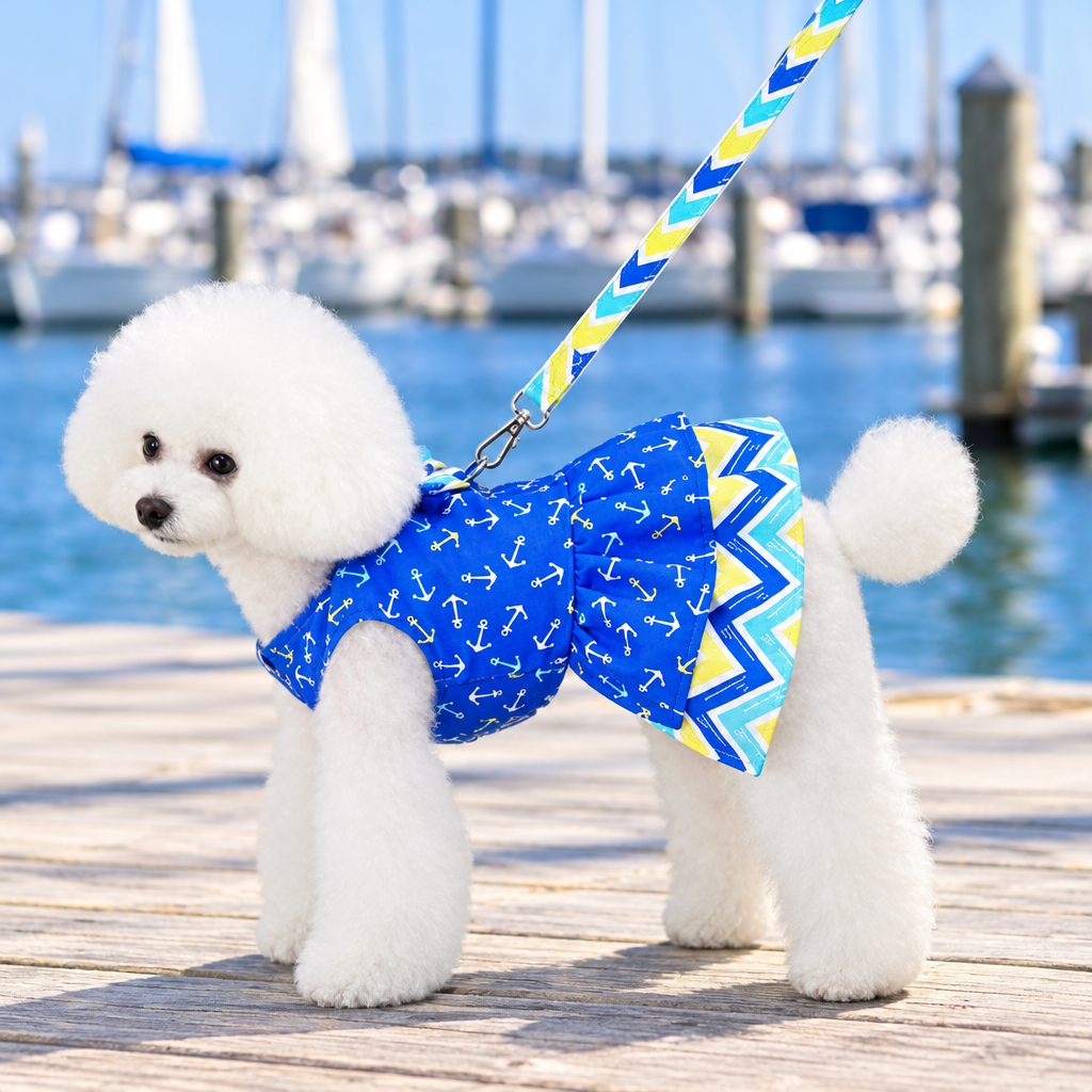 Dress Blue Anchors Away with Matching Lead