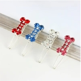 Dog Bone Rhinestones Hair Clip