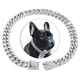 Dog Necklace Sparkling Rhinestone Chain Silver