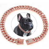 Dog Necklace Sparkling Rhinestone Chain Rose