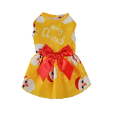 Dog Dress Yellow Festive Print Red Bow