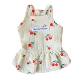 Dog Dress White Cherry Print