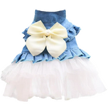 NEW Dog Dress Soft Denim and White Tulle Skirt