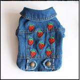 NEW Dog Denim Jacket Vest Strawberries