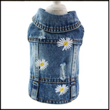 NEW Dog Denim Jacket Vest Daisy Flowers