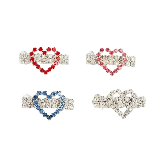 Dog Heart Band Rhinestones Hair Clip