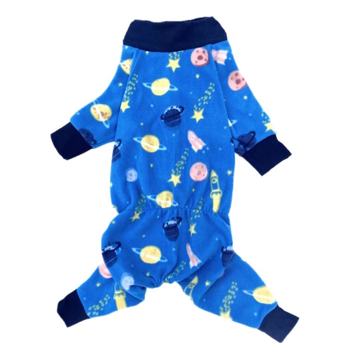 Large Dog Pyjamas Fleece Blue Outer Space