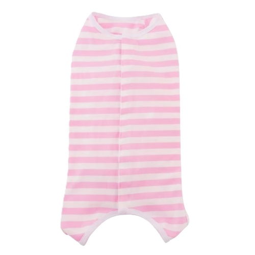 Dog Medical Torso Jumpsuit Pink White Stripe