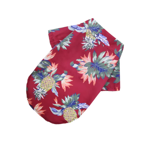 Dog Shirt Red Pineapple Hawaiian