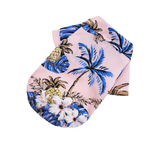 Dog Shirt Pink Coconut Tree Hawaiian