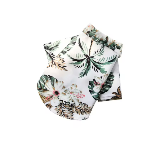 Dog Shirt White Coconut Tree Hawaiian