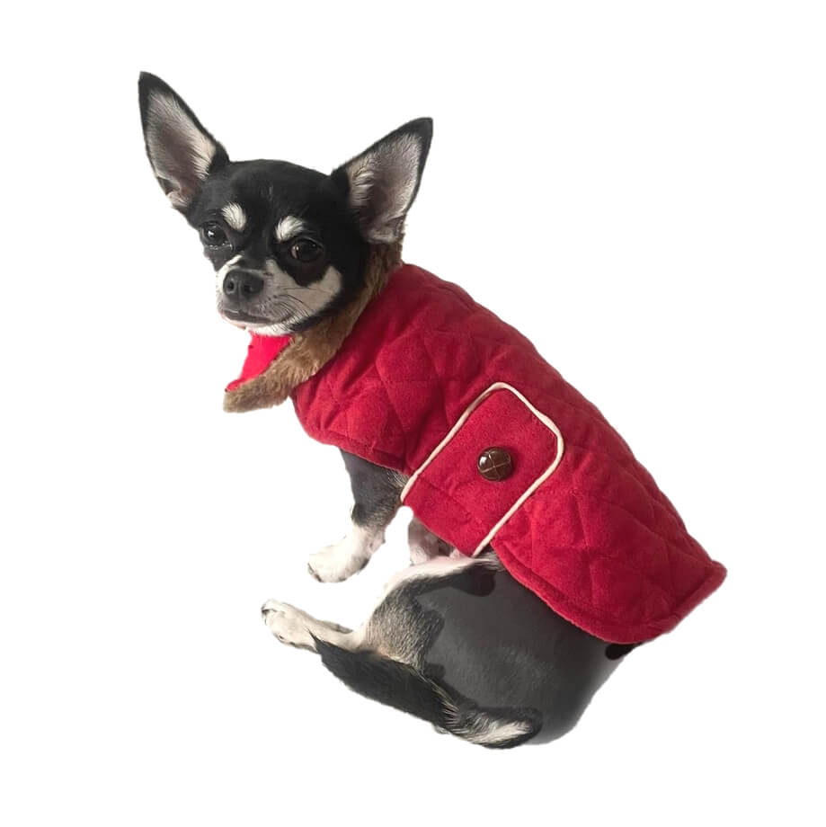 Coat Red Faux Fur Collar