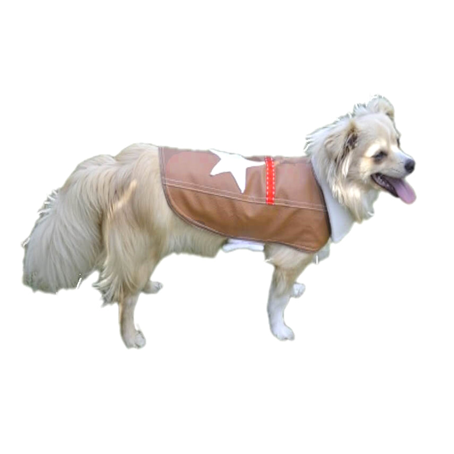 Coat Tan PU Leather White Star