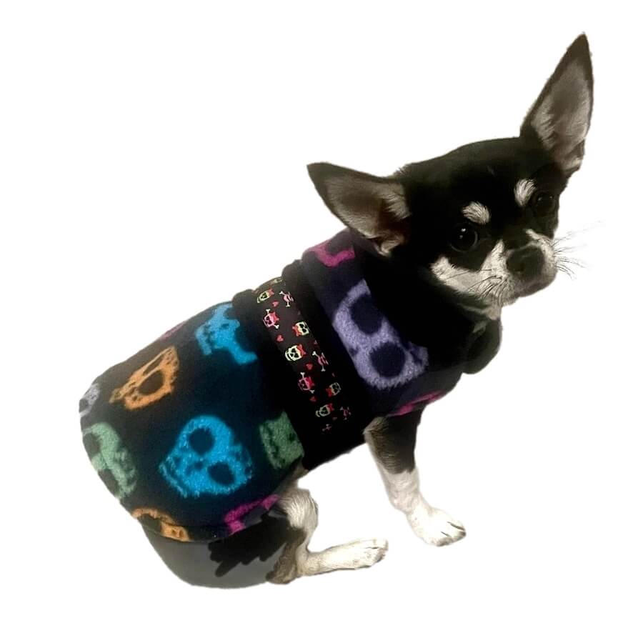 Coat Fleece Black Scary Skulls