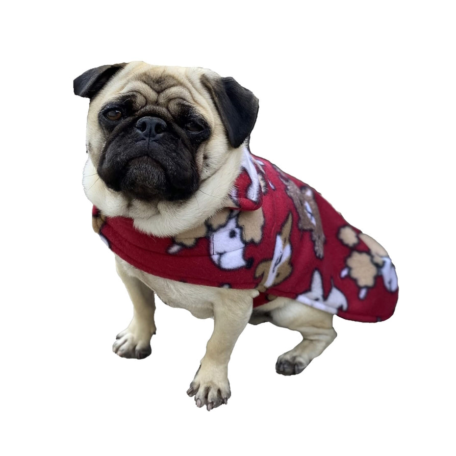 Coat Fleece Red Playful Pups