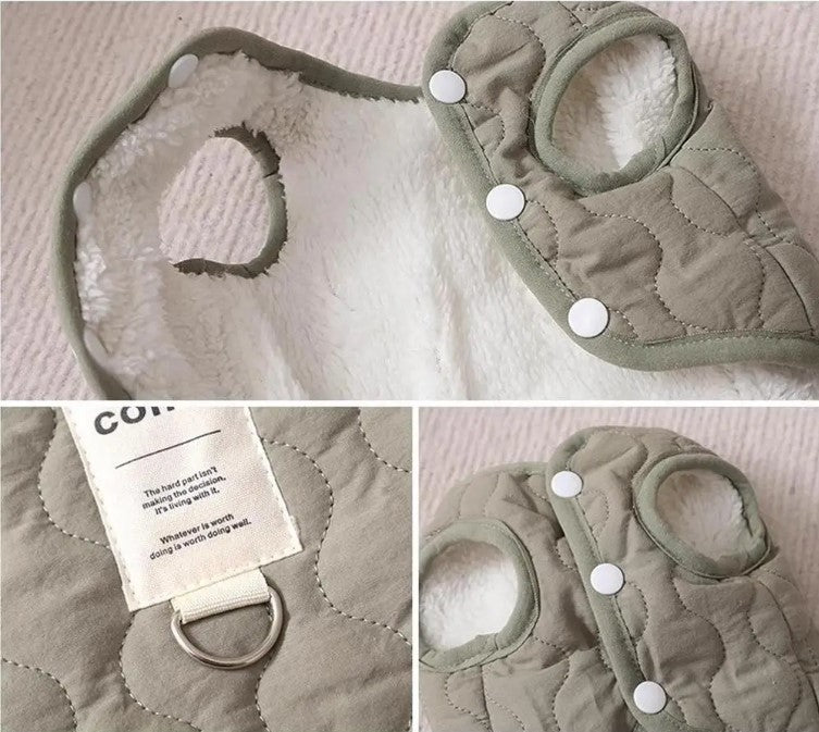 Coat Fleece Khaki Green Quilted